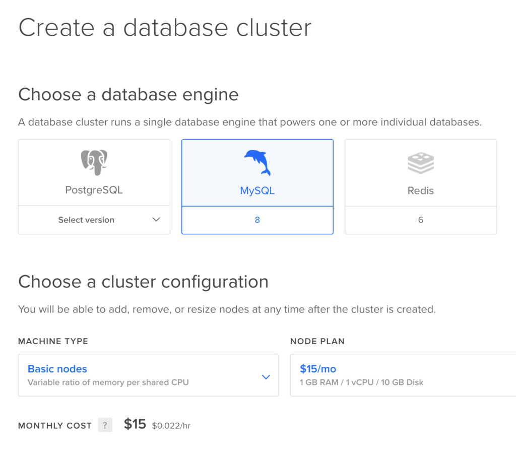 Datenbank Cluster erstellen